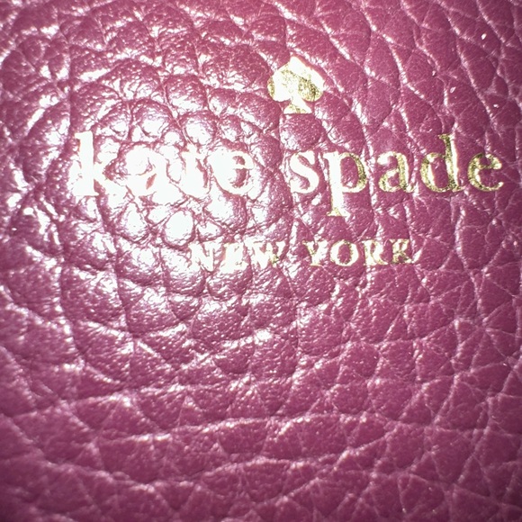 Kate Spade Burgundy Leather Heart Keychain & Bag Charm Accessory W/ Cross Stitch - Picture 3 of 9